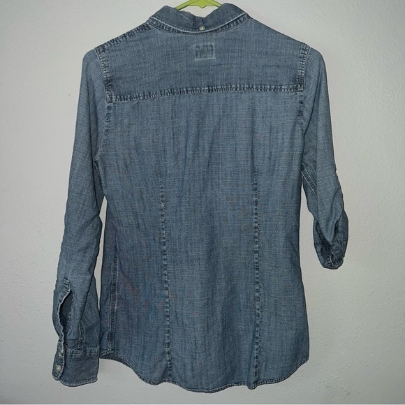 J. Crew factory chambray button down long sleeve roll tab shirt size xs - Picture 8 of 12